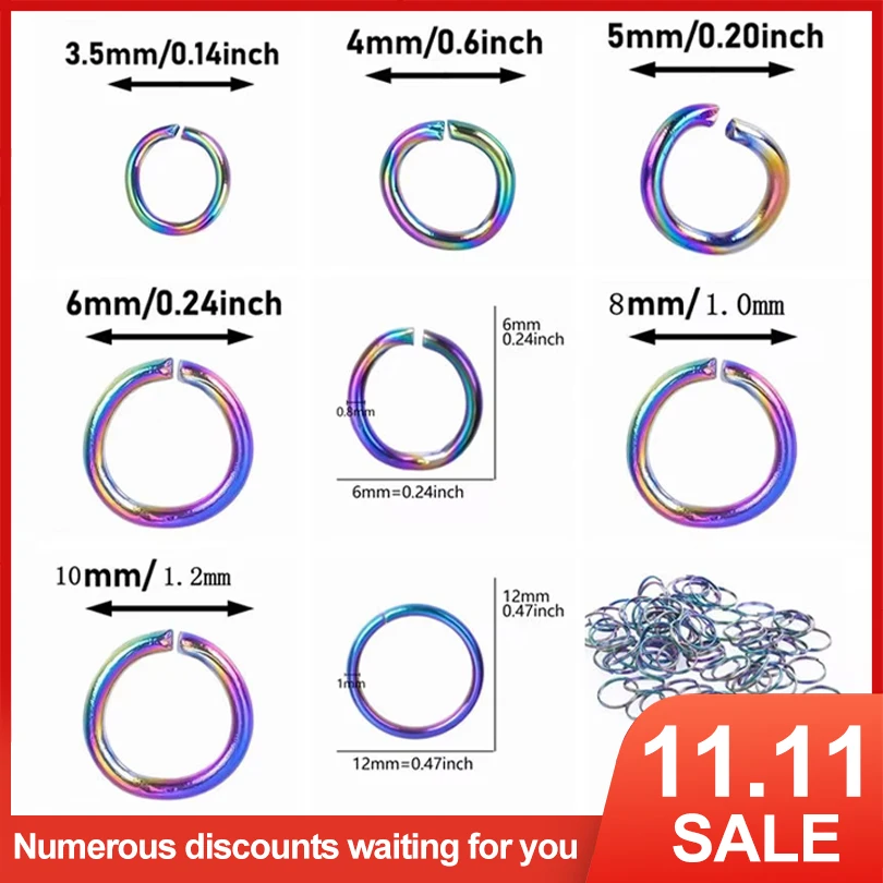 

100 шт., кольцо из нержавеющей стали радужного цвета, подвески, аксессуары для изготовления ювелирных изделий, ожерелье, серьги, разъем, кулон, металлический оптом