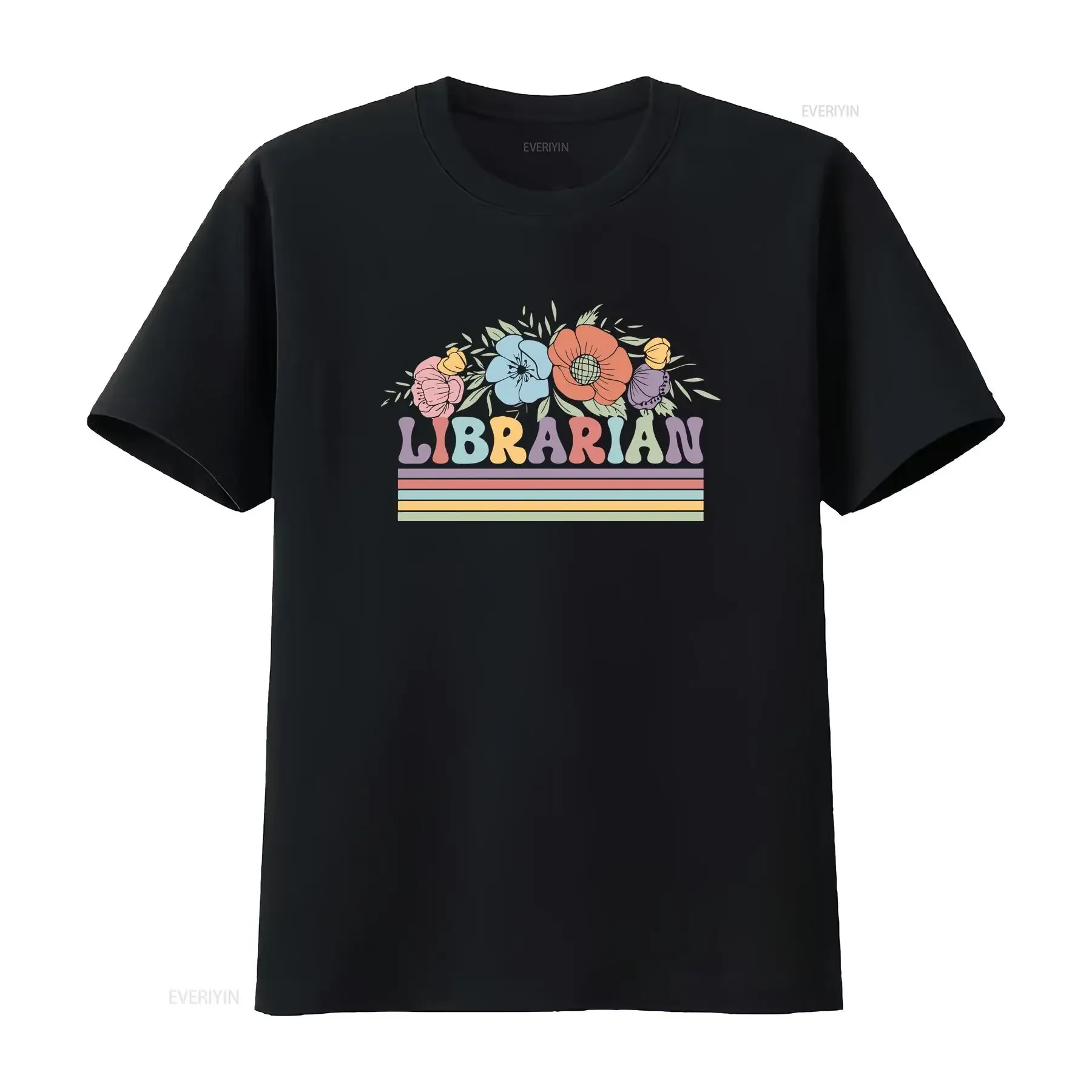 Floral Librarian T Shirt Book Lover School Bookworm vintage Washed Top For Everyday Wear streetwear designer clothes Versatile