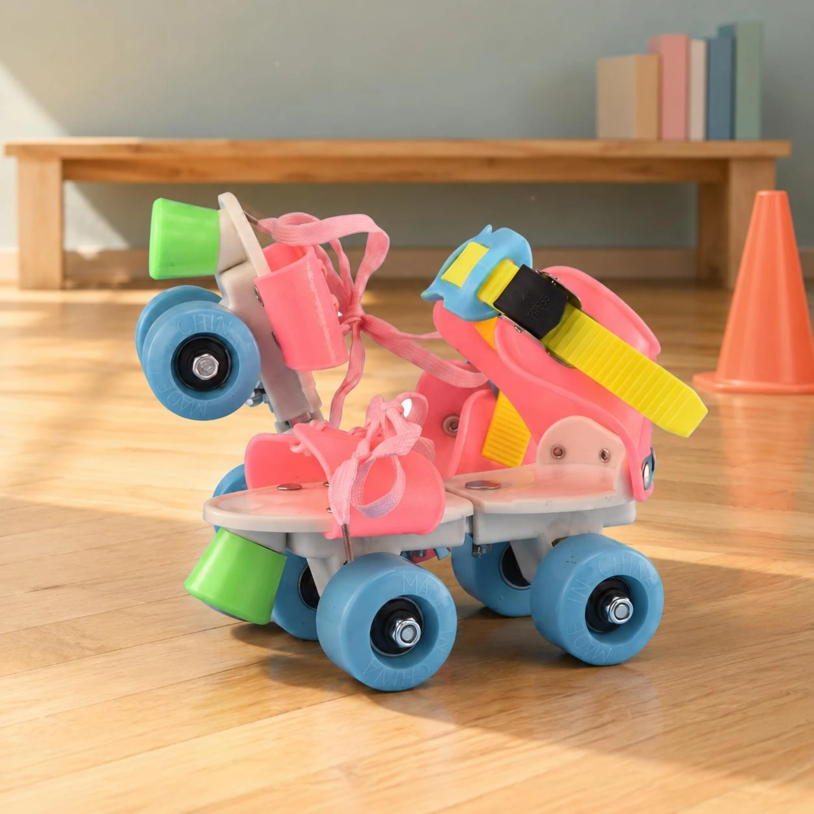 子供用四輪スケート-pvcホイール-ダブルローラースケート-キッズギア-プラスチックサポートブラケット-ホワイトベース