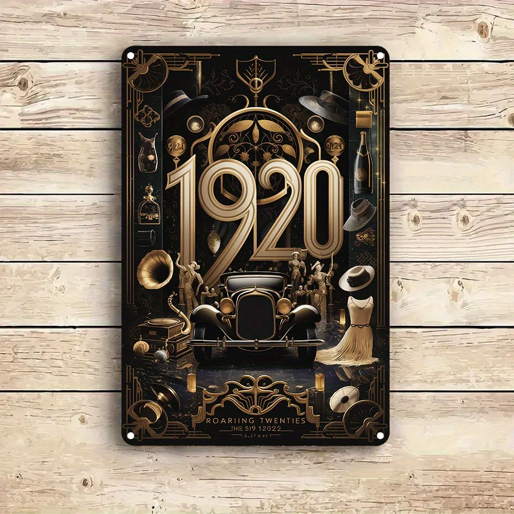 1920s Roaring Twenties Aluminum Sign - Vintage Style Art Deco Wall Decor, Gift for Home or Office, Easy to Install,  Per