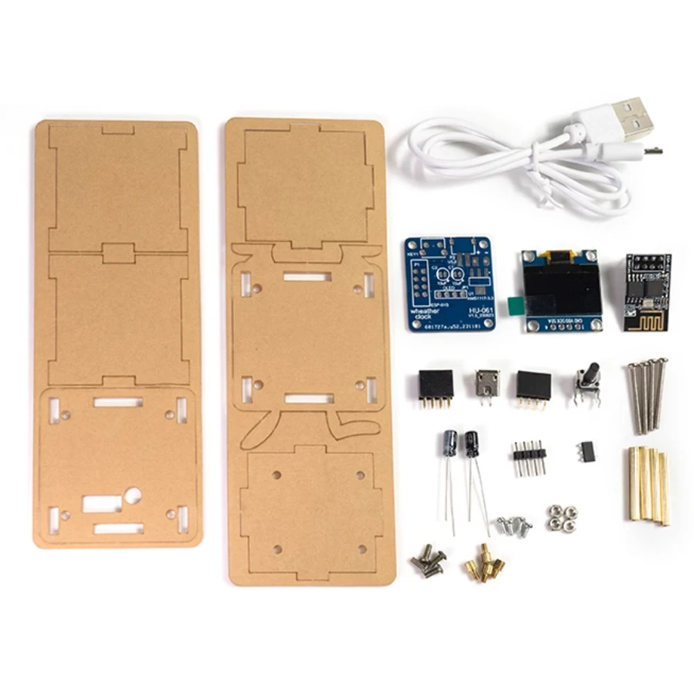 جديد ESP8266 ساعة الطقس الصغيرة 2.4G WiFi لتقوم بها بنفسك عدة إلكترونيات إعداد الوقت التلقائي مع وحدة عرض OLED لتقوم بها بنفسك مجموعة لحام