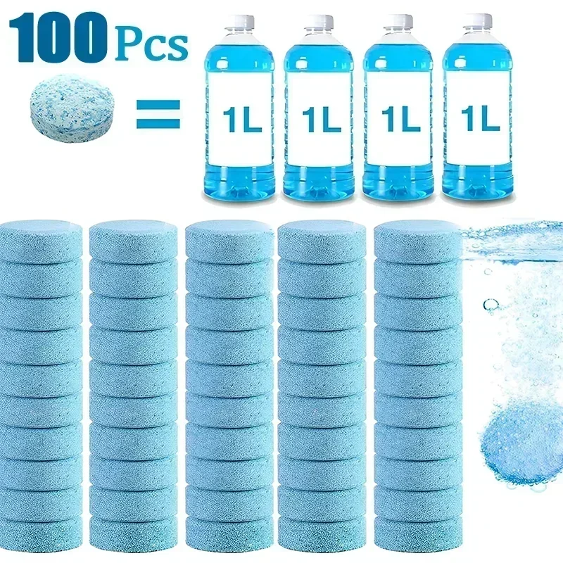 2-100pc Solid Cleaner Car Windshield Washer Fluid Concentrated Effervescen Tablets for Room Kitchen Window Glass Cleaning