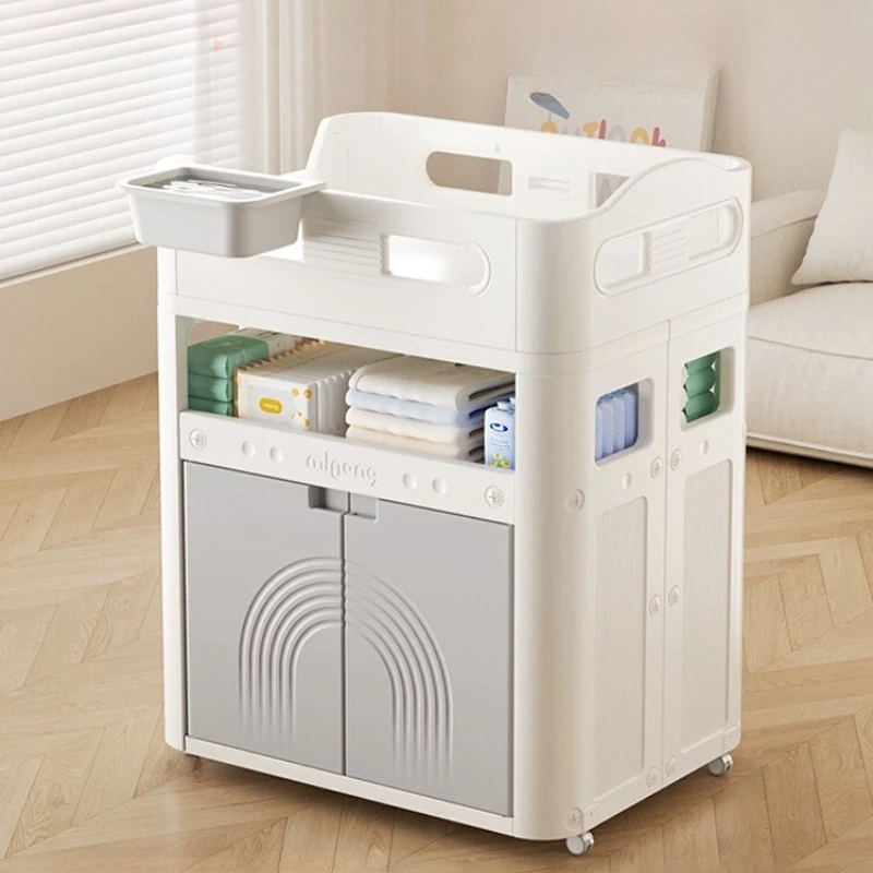 

Baby Diaper Stand Multi Functional Large Capacity Bathing Integrated Care Stand for Newborns, Home Storage, Mobile Baby Bed