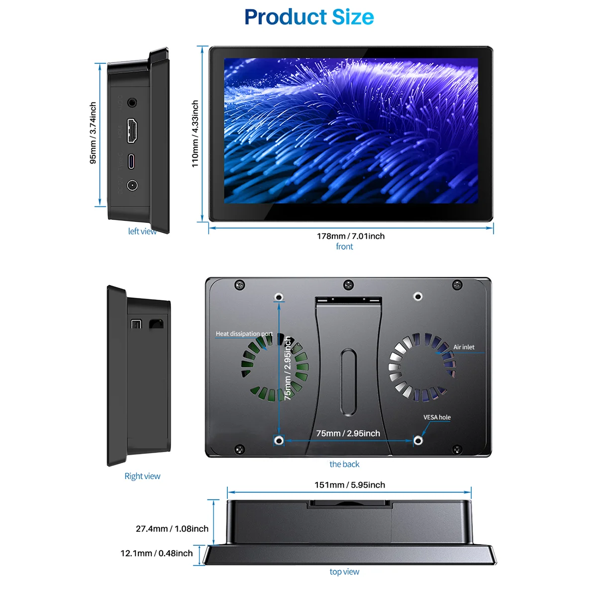 Unew-Moniteur portable tactile 7 pouces pour Raspberry Pi 5 4, écran 1024x600, prise en charge HDMI type-c, ordinateur portable Pi 3 4