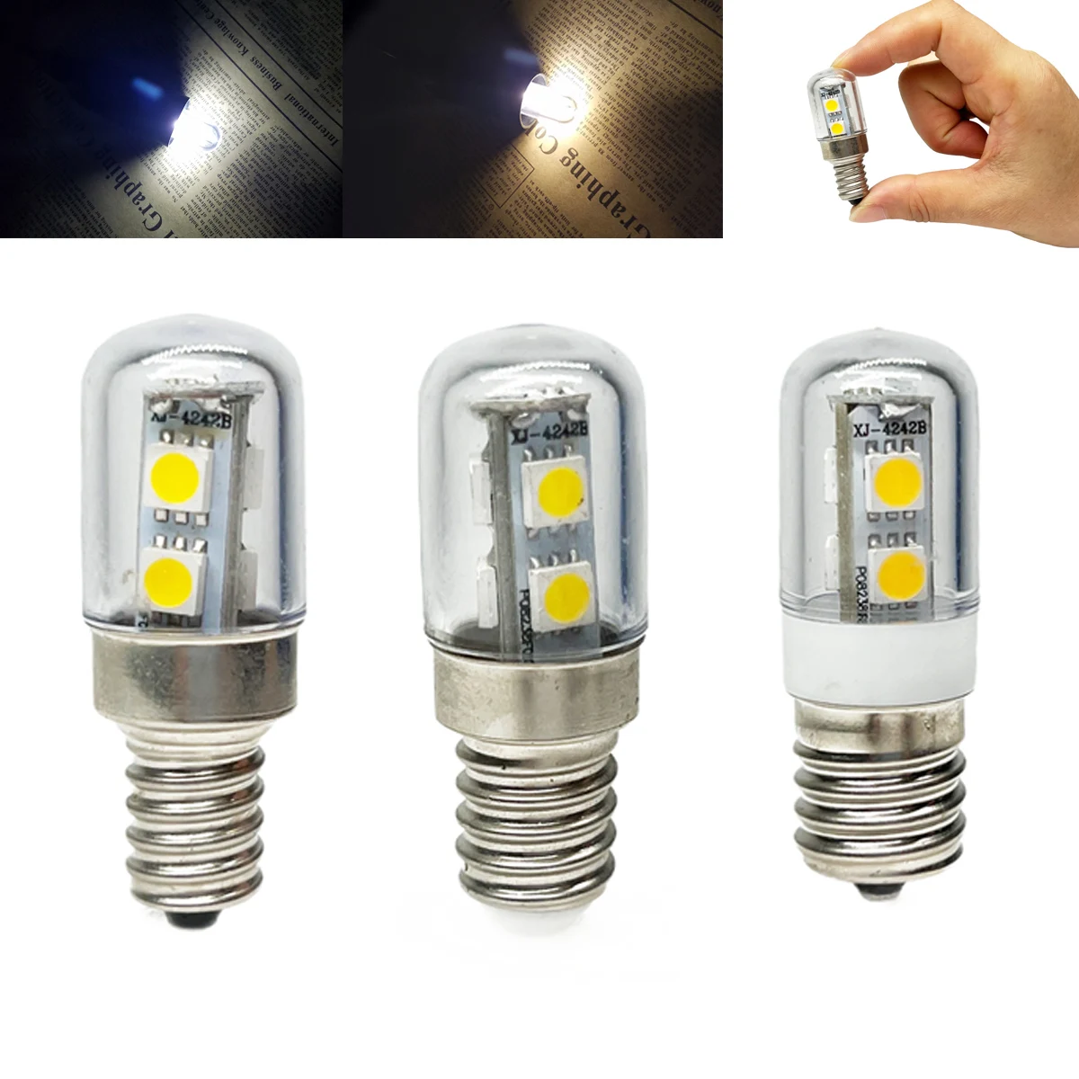 

Mini E14 E12 E17 LED Corn Light Bulb AC 110V 220V 5050 SMD 1W Lamps For Refrigerator Range Hood Sewing Machine Fridge