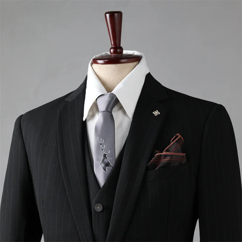 (42) Customized 2024 New Wedding Suits, Men's Groomsmen Suits, Business Formal Suits, Striped Groom Suit Jackets for Men