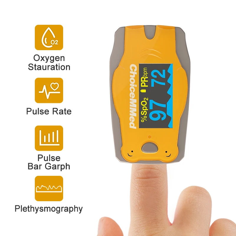 ChoiceMMed Medical Child Finger Pulse Oximeter SPO2 Blood Oxygen Monitor Pediatric Pulse Oxiometer Finger OLED Digital Oximetro