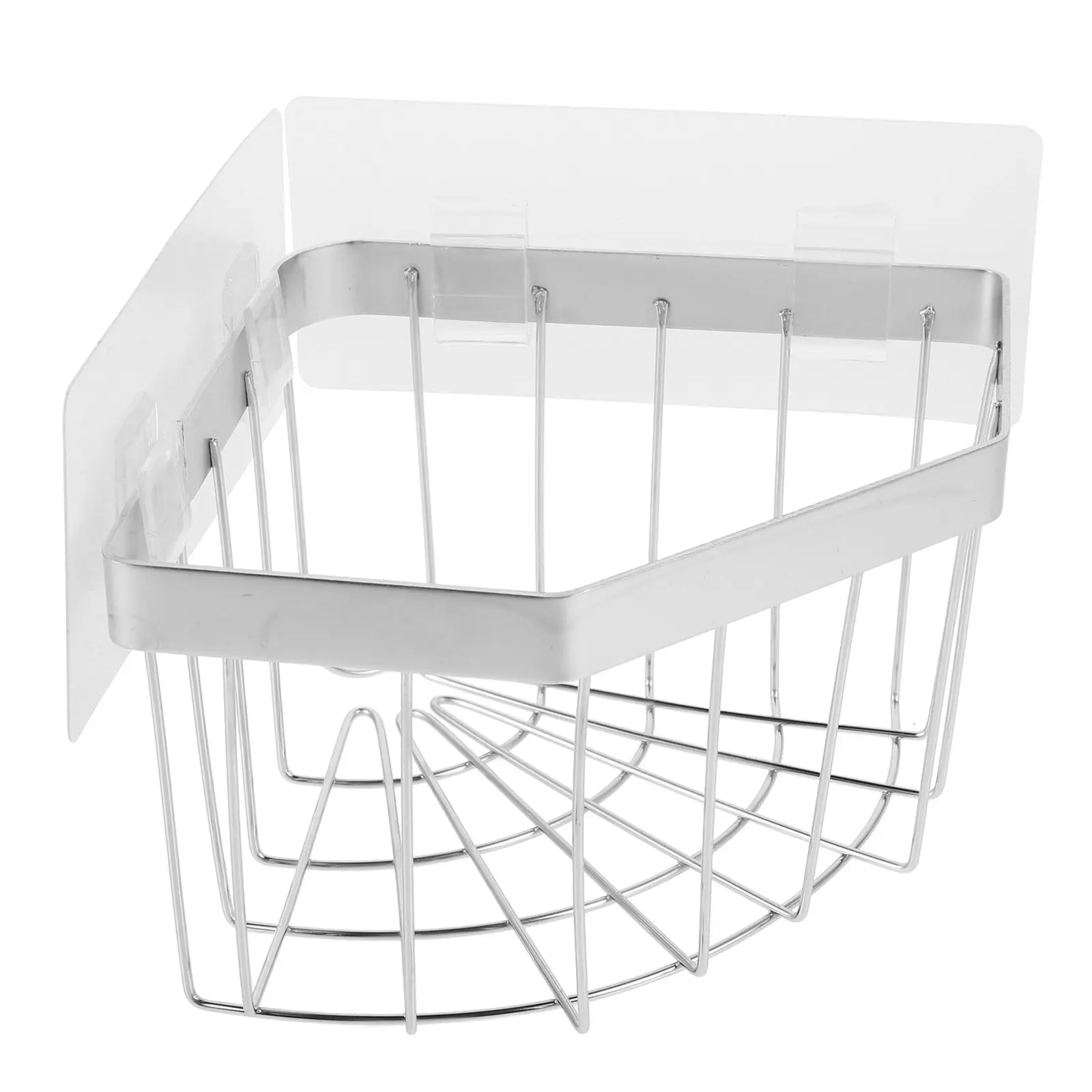 Stainless Steel Kitchen Sink Organizer Drain Rack Triangular Sponge Holder Dishcloth Scouring Pad Storage No Drilling Wall Mount