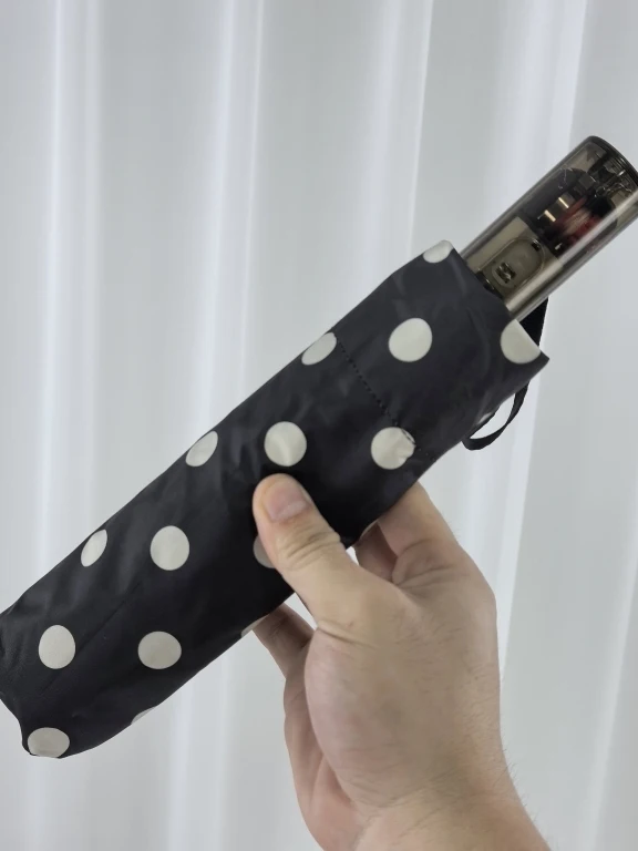 

Japanese Style Black And White Polka Dot Mechanical Automatic Umbrella Lightweight Anti Wind Quick Dry Women's Umbrella