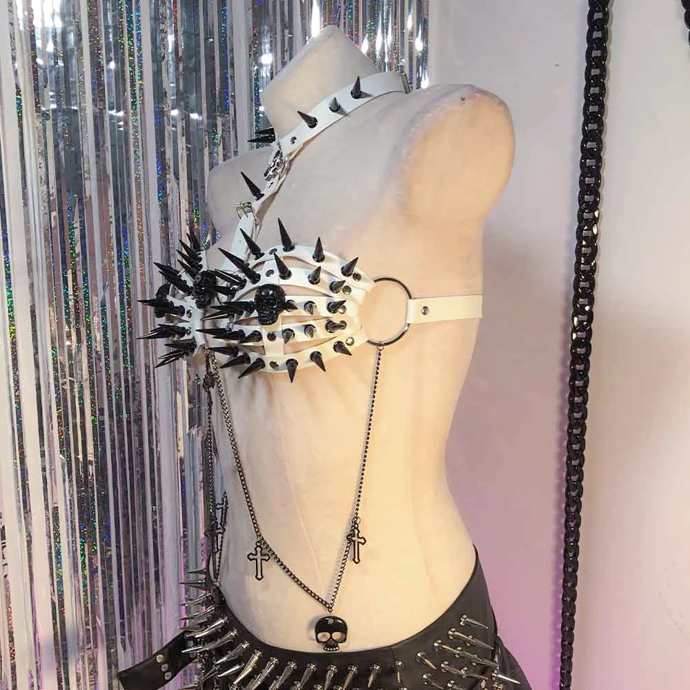 DIY Punk Rock Hand Made Grunge Cross Gothic Tank Studded Rivet Y2K TOPS E-Girls Eco Teen Harajuku Emo Kawaii Goth Fairy 90s