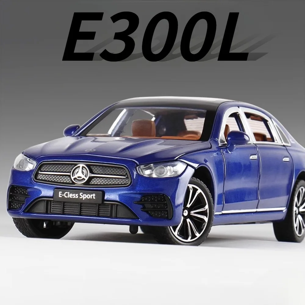 1:32 Mercedes-Benz E300L Alloy Car Model Toy Simulation Diecast Metal Doors Opened Sound Light Pull Back Vehicle Collection Gift