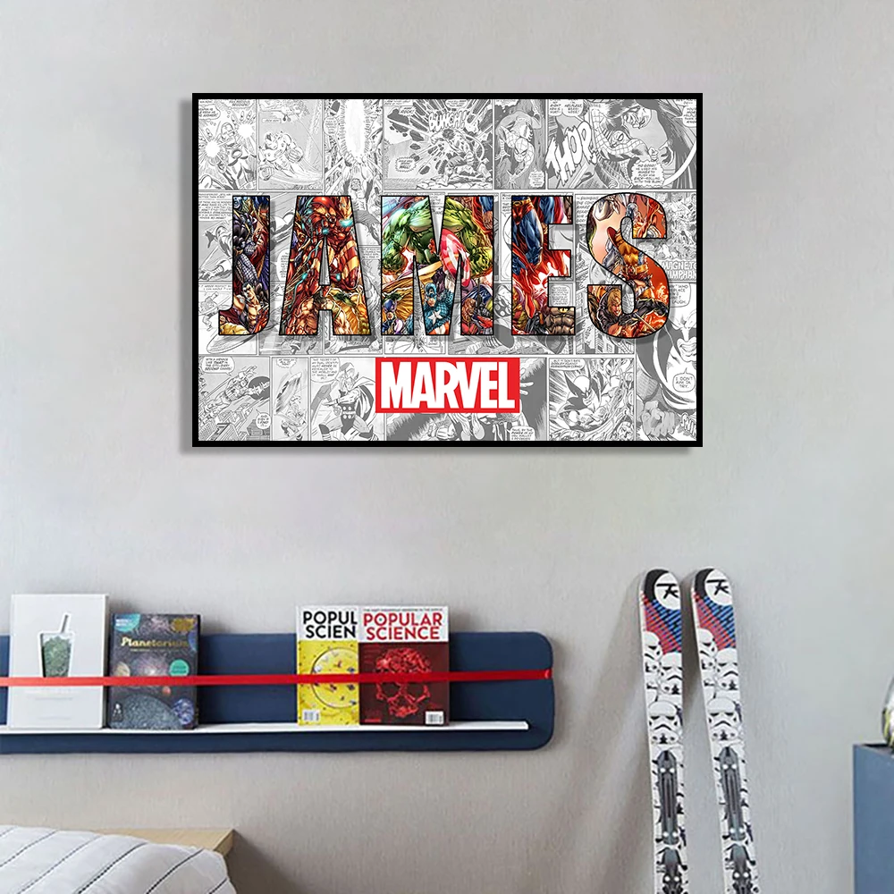 MINISO Poster Marvel Picture Custom Name Canvas Wall Art Print Mural Home Decor Gift for Friends Unframed