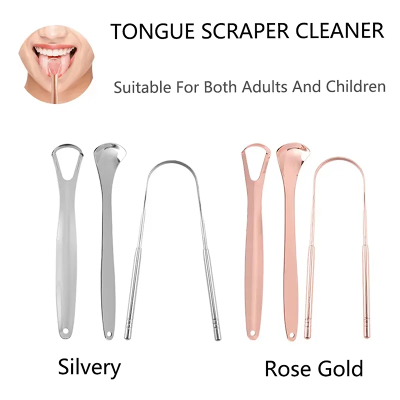 ABKR-Stainless Steel Tongue Scraper Cleaner Travel Portable Case Breath Cleaner Oral Scraper Cleaning Tool
