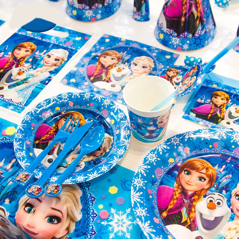 Neue Disney Frozen Elsa Anna Frozen 2 Geburtstagsparty-Zubehör, Tassen, Pappteller, Tischdecken, Babyparty, Kinder, Mädchen, Schneekönigin