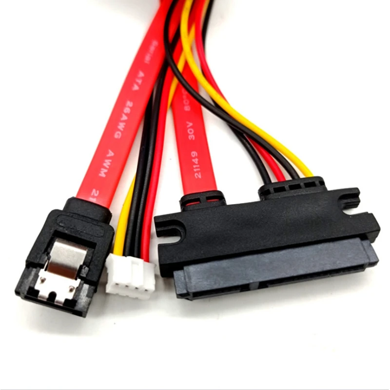 4X Hard Drive Data Power Supply Integrated Cable Small 4Pin Female & SATA 3.0 Male To SATA 22Pin(7+15Pin) Power Cable