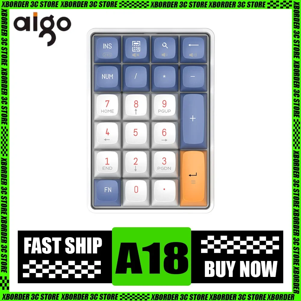 Aigo A18 Mini Wireless Keyboard Keypad Numpad Dual Mode Hot-Swap Mechanical Keyboard Gaming Accessories Office Pc Gamer Man Gift