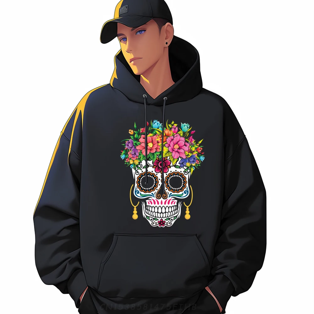 Sugar Skull Day Of The Dead Dia De Los Muertos Halloween Designer Hoodie High Quality Men's Sweater Illustration