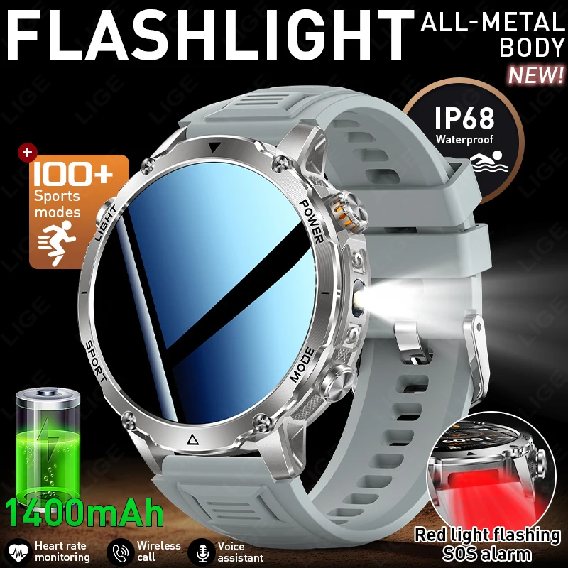 

LIGE 2026 Smart Watch 1400 mAh 1.7 Inch Screen Bluetooth Call Voice Assistant Watch Sport Fitness IP68 Waterproof Smartwatch Men