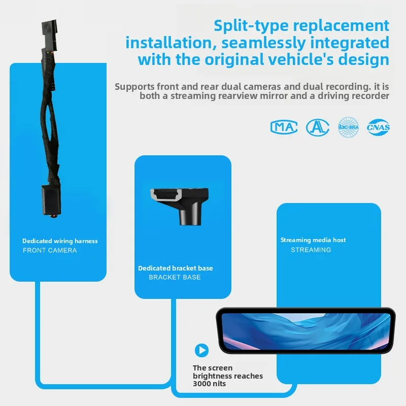 For Mazda EZ-60 Digital Signal Streaming Rearview Mirror Dash Cam with HD Night Vision IPS Screen Car Modification Accessories