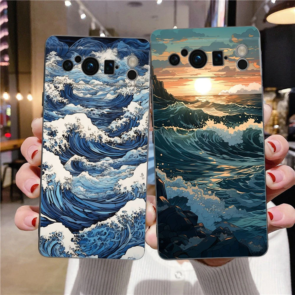 Sea Waves Phone Case Cover for Google Pixel 9 8 7 6 7A 6A Pro Shockproof Silicone Soft 9 Pro XL Shell Capas Fundas Coque Bag TPU