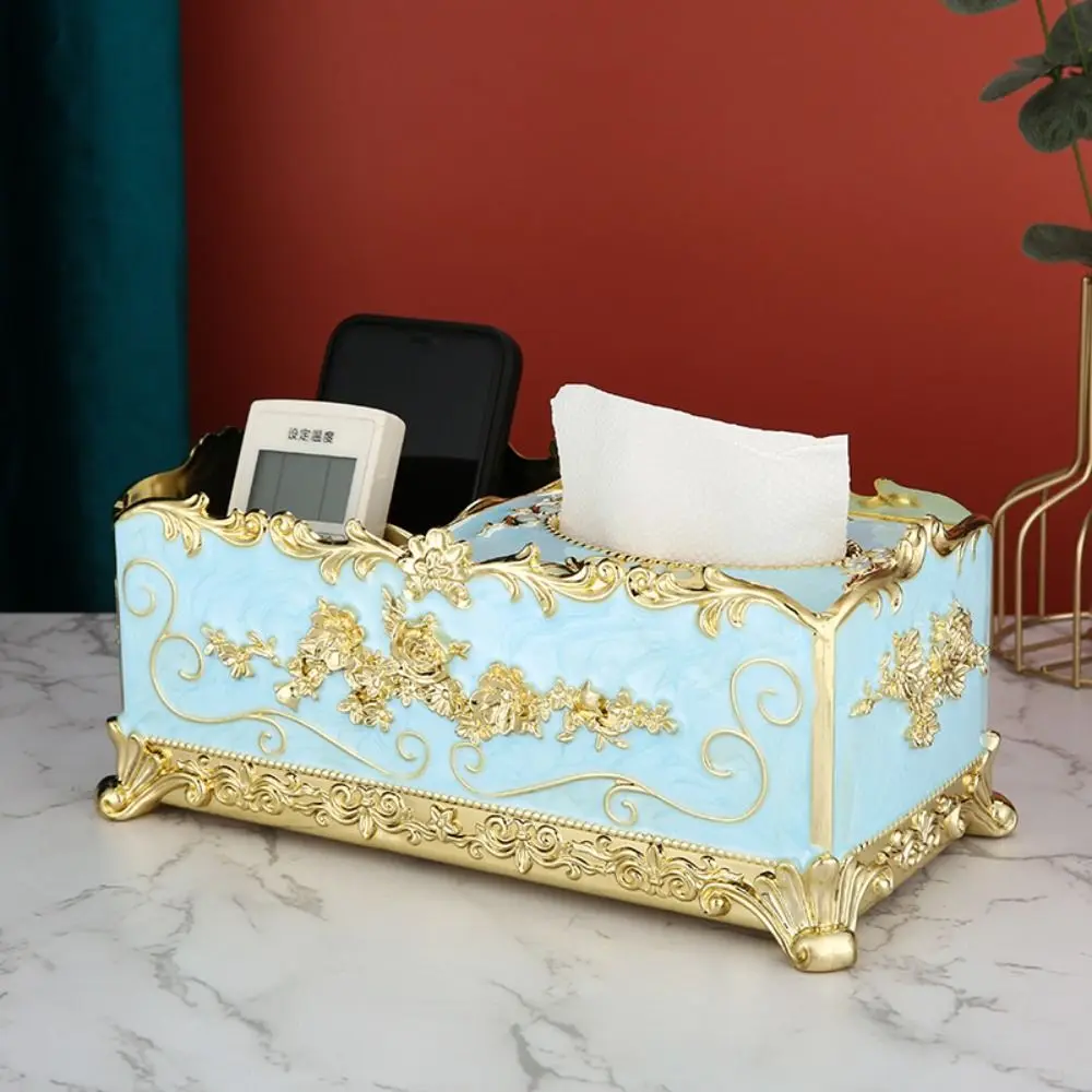 Acrylic Tissue Box Multifunctional European Style Remote Control Storage Basket Silver-plated Luxury Paper Holder Rack Hotel