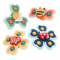 Suction Cup Spinning Top Toys, Insects Sucker Spinner Toys For Kids,Window High Chair Tray Bath Table Airplane Travel Toy