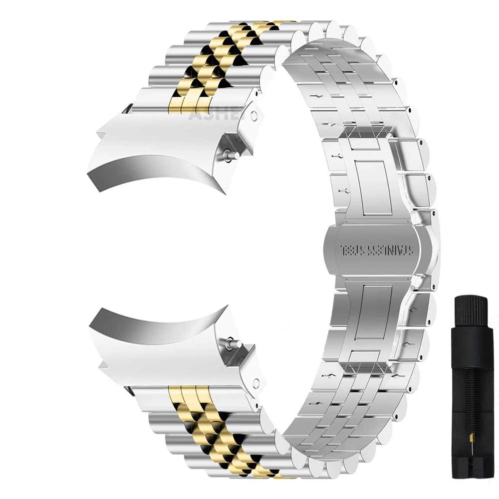 For samsung galaxy watch 6 classic 47mm 43mm 6 5 4 40mm 44mm band no gaps stainless steel strap watch 5pro 45mm 46mm 42mm band