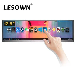 LESOWN Stretched Bar Touchscreen Monitor 12.6 inch 1920x515 IPS 1200:1 USB Type C HDMI Wide Sub Screen LCD Display with Speakers