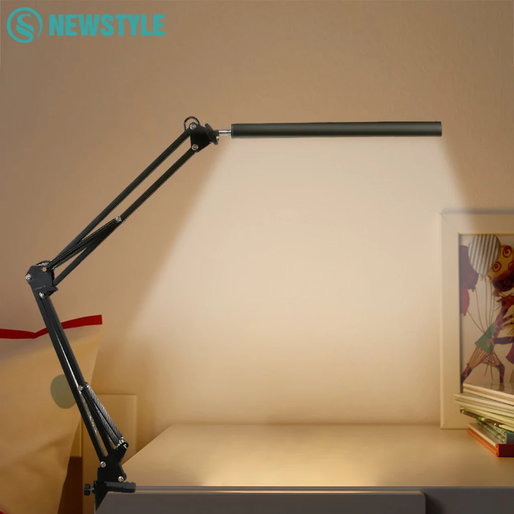 

Home Folding Metal LED Desk Lamp 3 Colors Adjustable Eye Protection Clip on Desk Light For Living Room Reading Working Computers