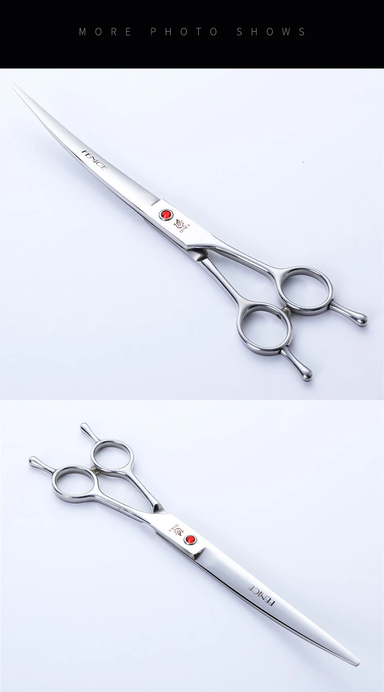 Fenice Edelstahl 7/7,5/8 Zoll gebogene Schere Haustier Hundepflegeschere Haustiere Haarschneideschere WhatsApp tijeras tesoura – Detail 14