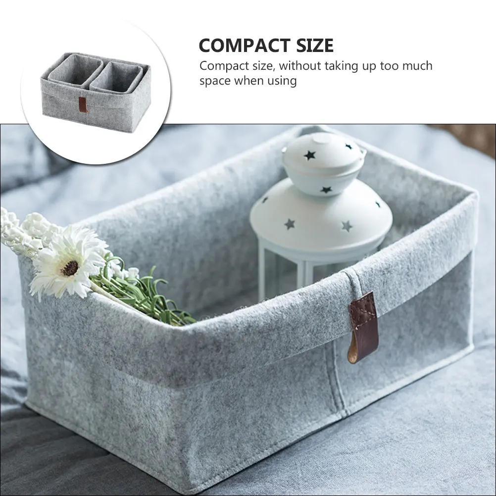 

3 Pcs Felt Storage Basket Small Grey 2 Large Grey Compact Desk Home ganizer Multifunctional Storage Solution