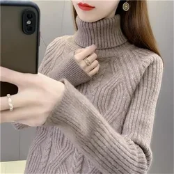 Women Turtleneck Solid Warm Sweater Long Sleeve Knit Basic Pullover Slim Office 2024 Fall Winter Jumper Soft Pull Female