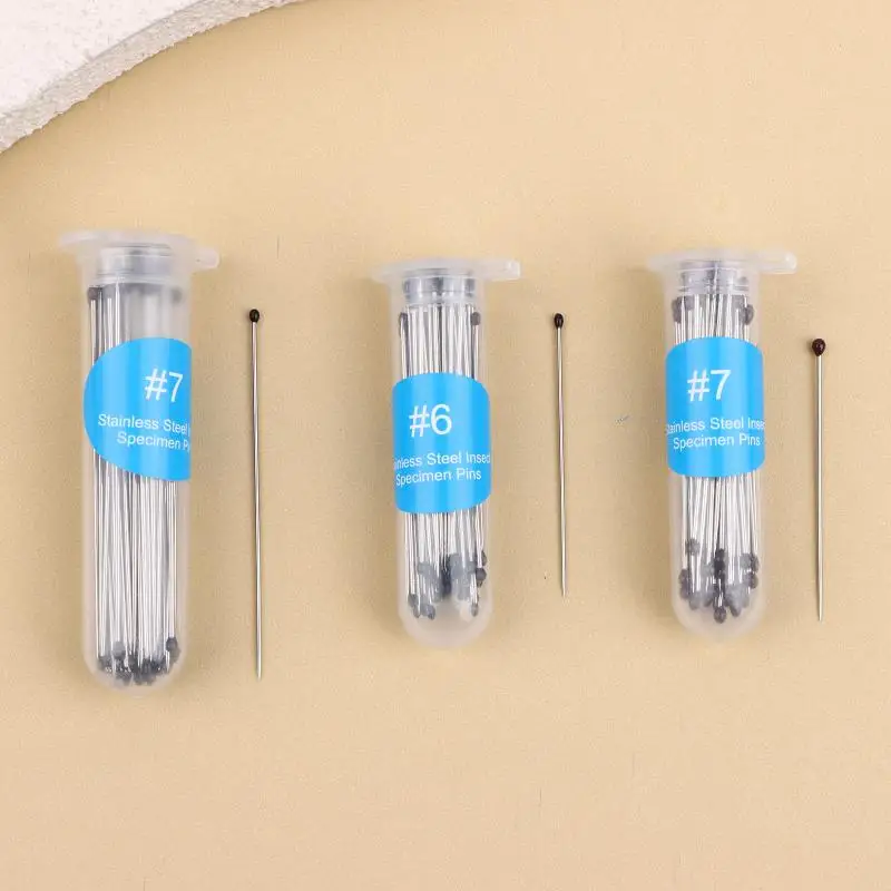 【S】100Pcs Stainless Steel  Pins Specimen Needle With Plastic Box For School Lab Entomology Body Dissection  Needle