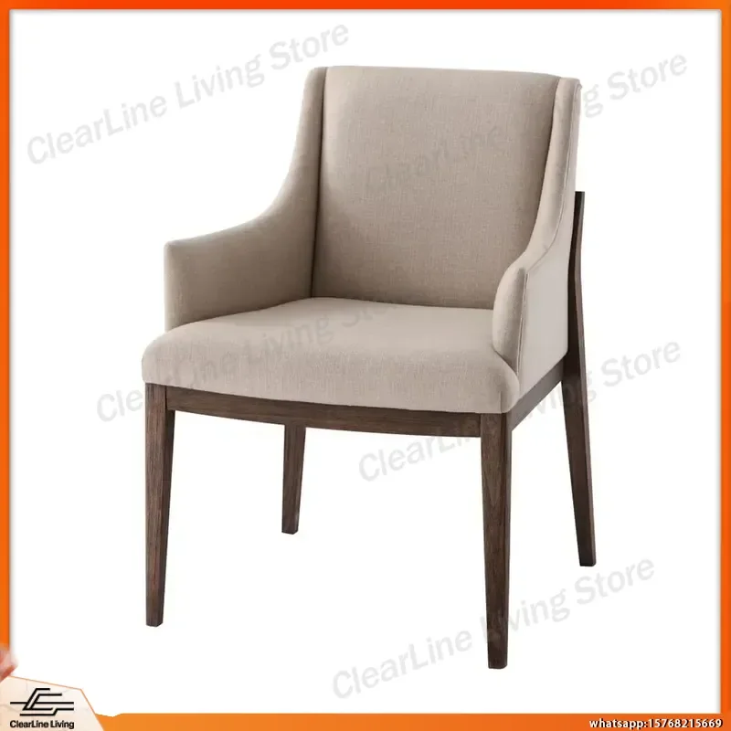 

Luxury Upholstered Fabric Dining Chair for Home Restaurant Cafe Table Solid Wood Seat Wooden Legs Modern Living Room Kitchen