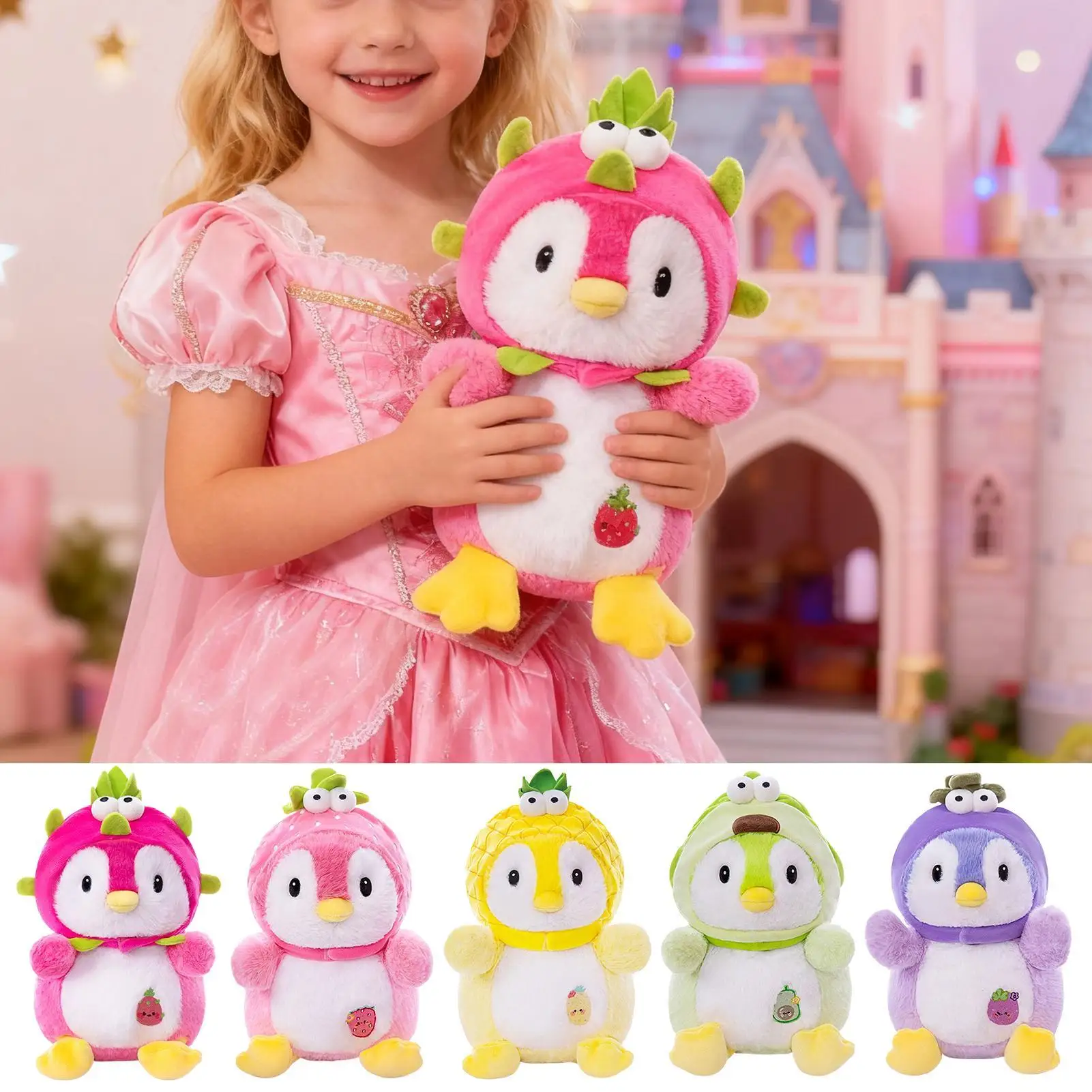 

Пингвин, плюшевый фруктовый пингвин, мягкая сопровождающая игрушка, мультяшная кукла с животными для детей, подростков, взрослых, коллекционеров, игра в перед сном, детская комната