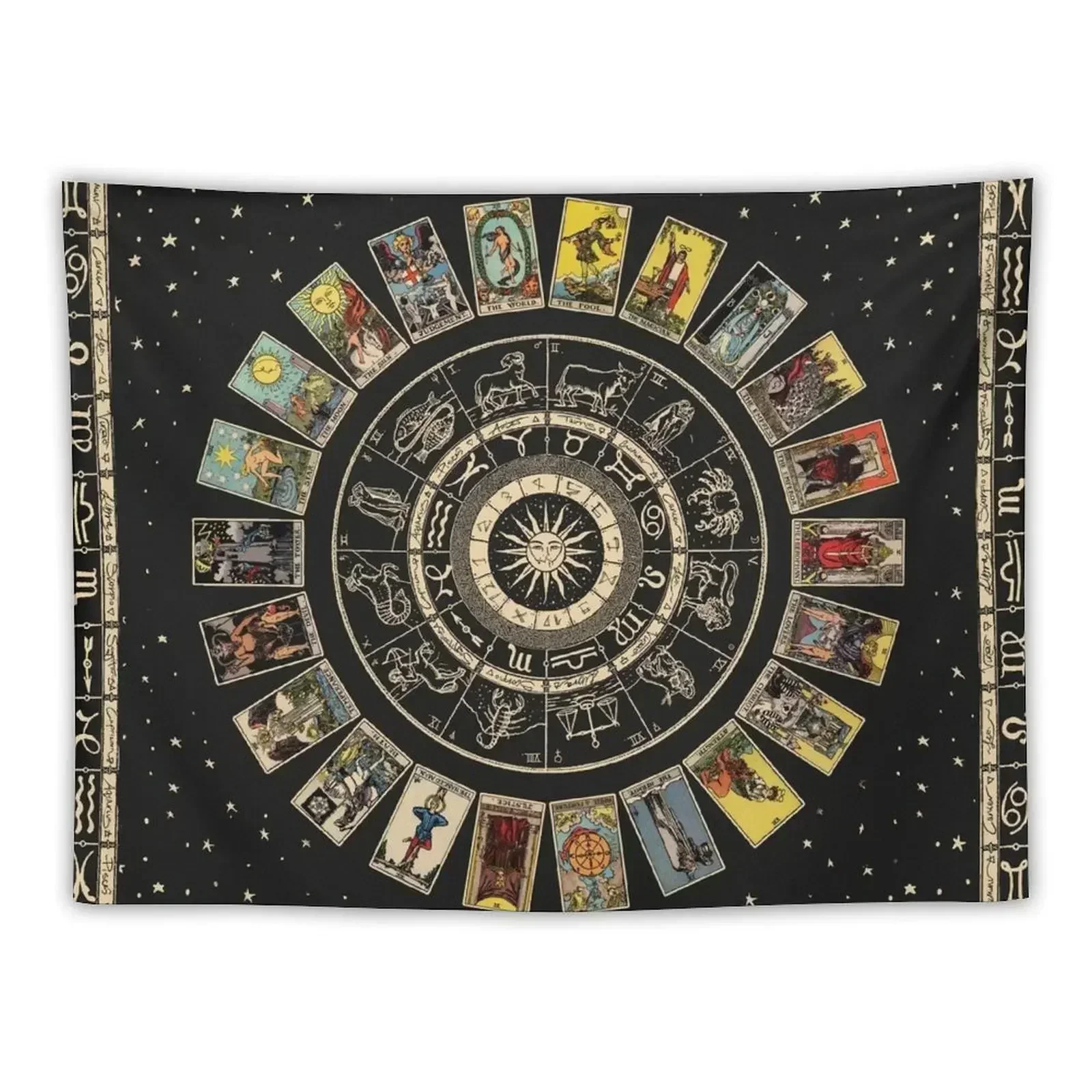

Wheel of the Zodiac, Astrology Chart & the Major Arcana Tarot Tapestry Wall Hanging Wall Anime Decor Nordic Home Decor Tapestry