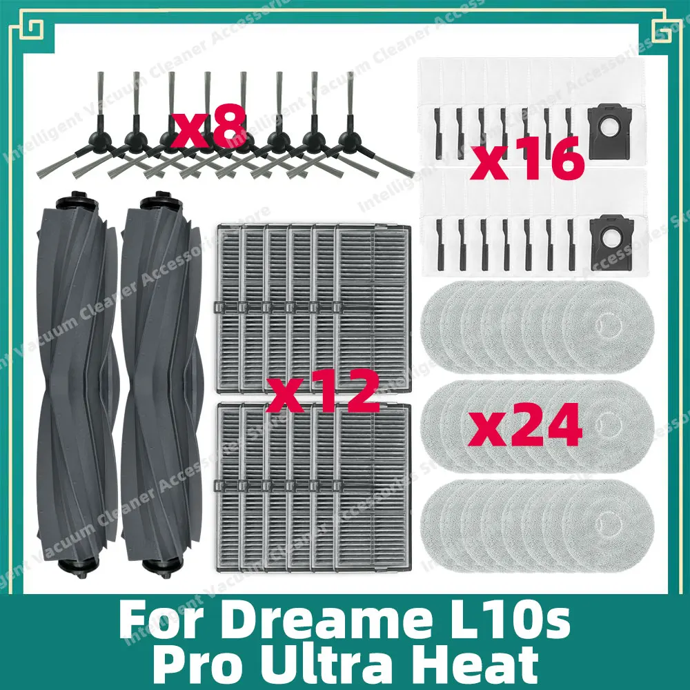 Compatible For Dreame L10s Pro Ultra Heat / X30 Ultra / X30 Pro / S10 Pro Ultra Main Side Brush Filter Mop Dust Bag Parts