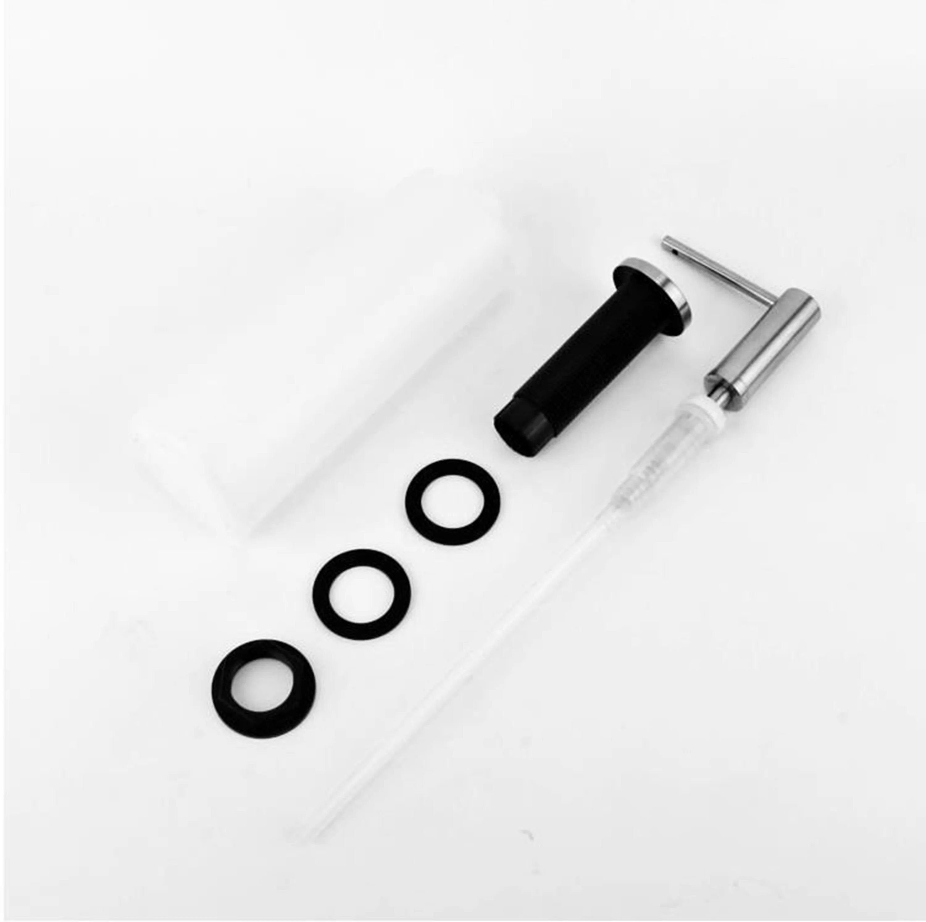 Kitchen Sink Soap Dispenser Stainless Steel Refillable Pump 17oz Bottle Built-In Design