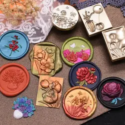 Kwiaty pieczęć woskowa 3D roślina/motyl/lotus pieczęć głowa do kart koperty zaproszenia ślubne Scrapbooking