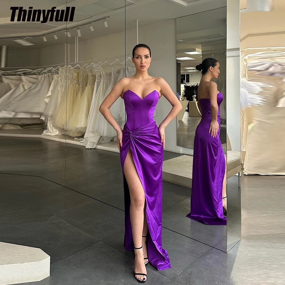 

Thinyfull Mermaid Stain Prom Dresses Sweetheart Sleeveless Evening Party Gowns 2024 Floor Length Split Formal Occasion Dress