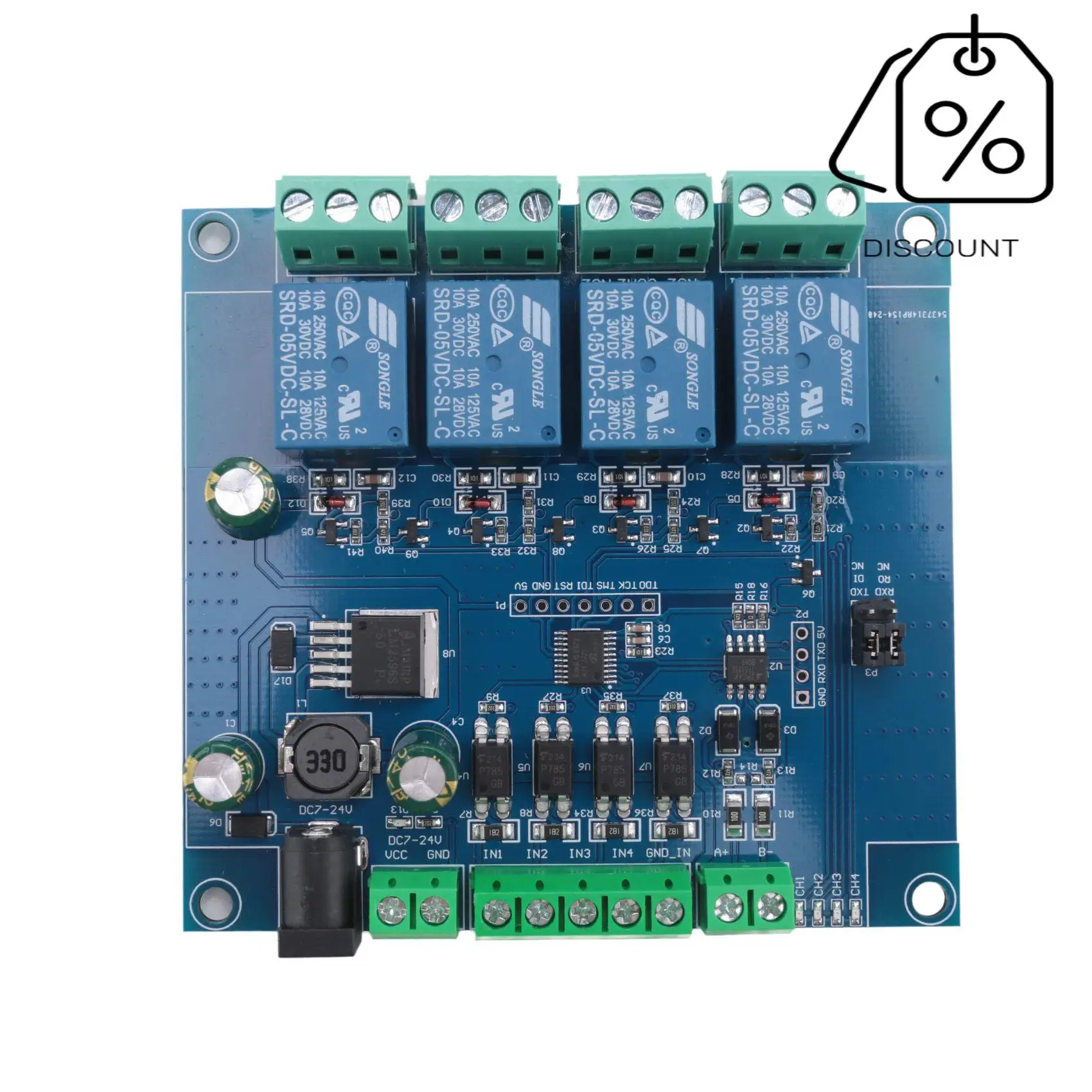 ABMF-Modbus Rtu 4 Ch Modul Relai Input 485 Ttl Komunikasi Uart Input 4 Saluran Modul Relai 7-24V