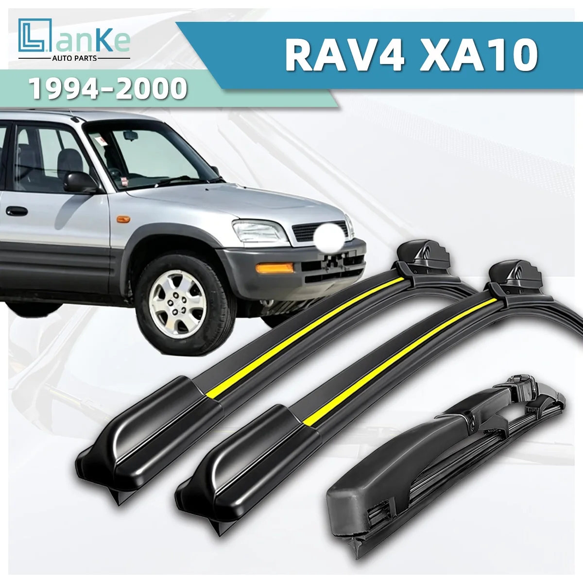 Lanke Scheibenwischer passend für Toyota RAV4 XA10 (1994-2000) Naturkautschukstreifen, geräuschlos, Auto-Windschutzscheibenwischerblatt, Autoteile
