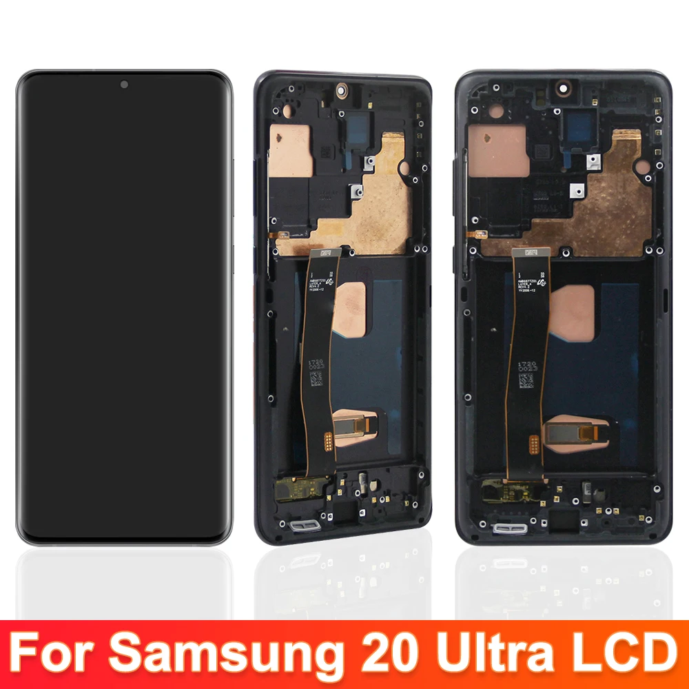 NEW AMOLED S20 Ultra Screen Assembly, for Samsung Galaxy S20 Ultra 5G G988 G988U Lcd Display Digital Touch Screen with Frame