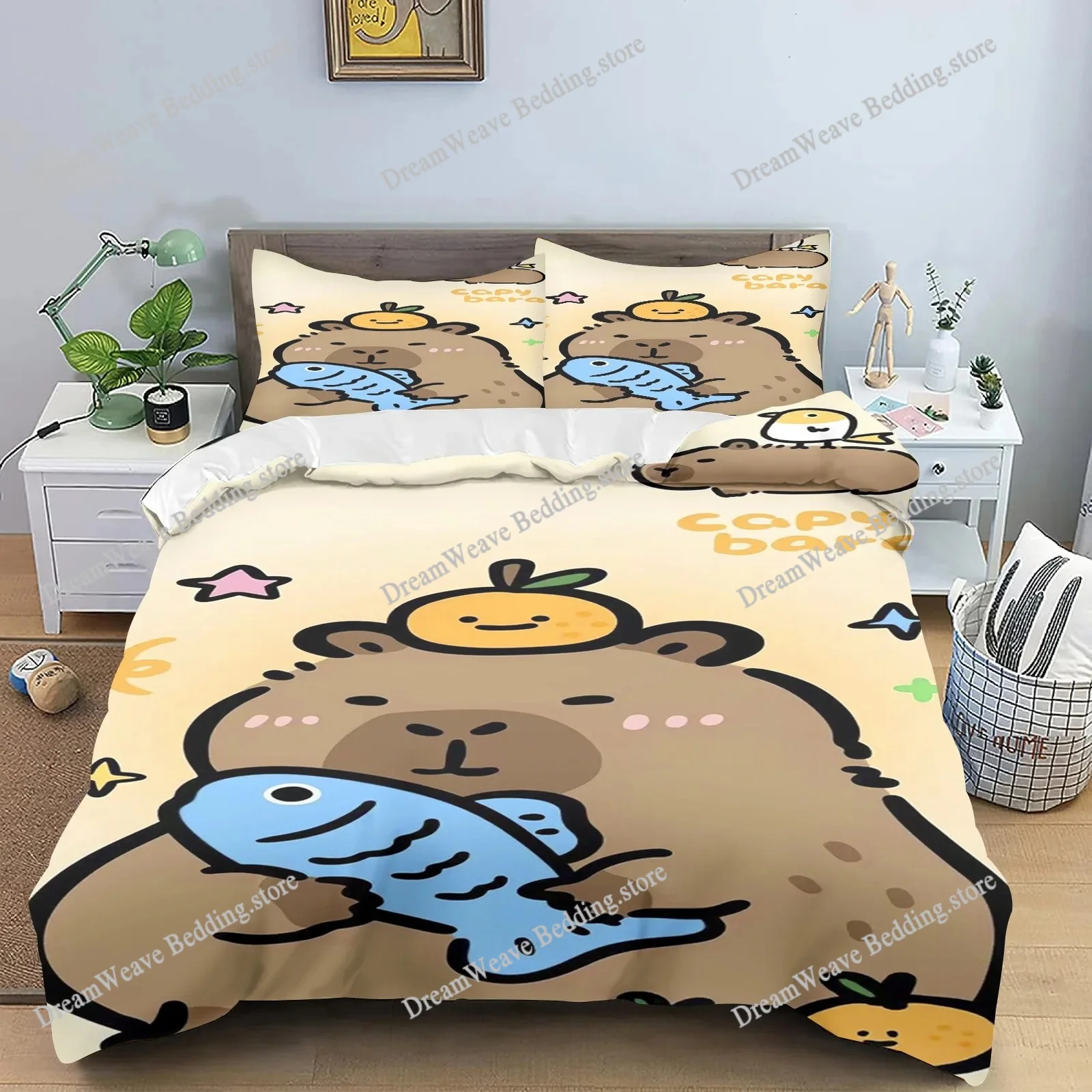 

Capybara Bedding Set Twin Size Kids Gifts for Capybara Lovers Comforter Cover Set for Teens Capybara Animals Lovers Duvet Cover