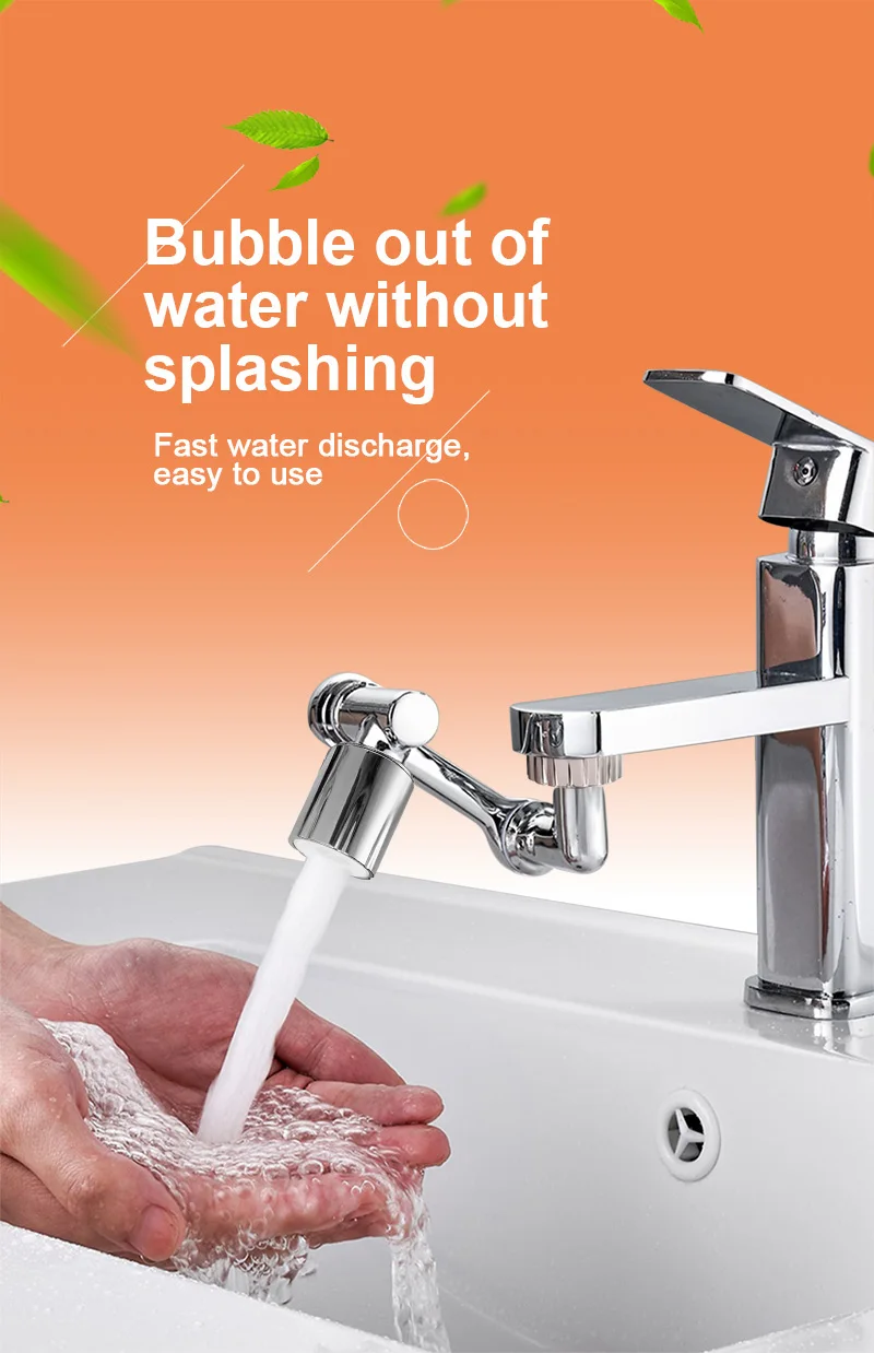Metall 1080° ° Rotierenden Metall Wasserhahn Sprayer Küche Wasser Sparen Düse Wasserhahn Bad Wasserhahn Verlängern Adapter 22/24mm Bubbler – Detail 5