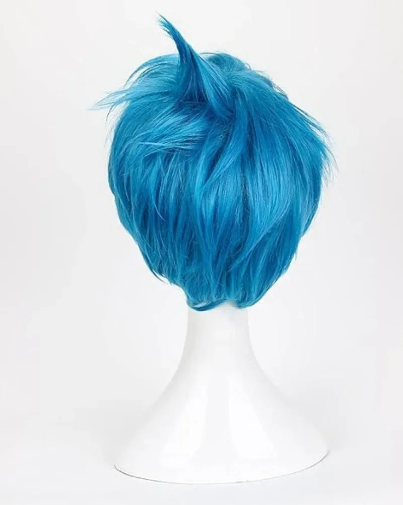 Joy Kurze blaue Pixie-Schnitt-Anime-Perücken für Halloween, Cosplay, Damen-Cosplay-Outfit, Perücke, synthetische Perücken für Kostümparty