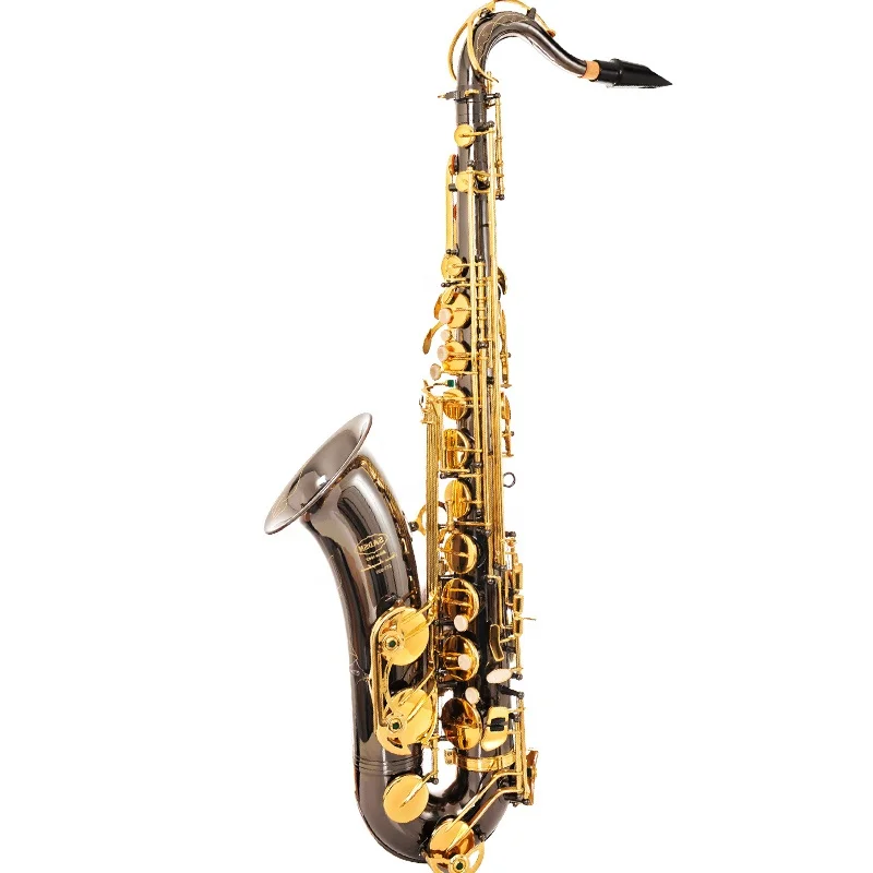 

Wholesale B-flat Tenor Saxophone Instrument Black Nickel Gold Double Reinforcement Black Nickel Gold