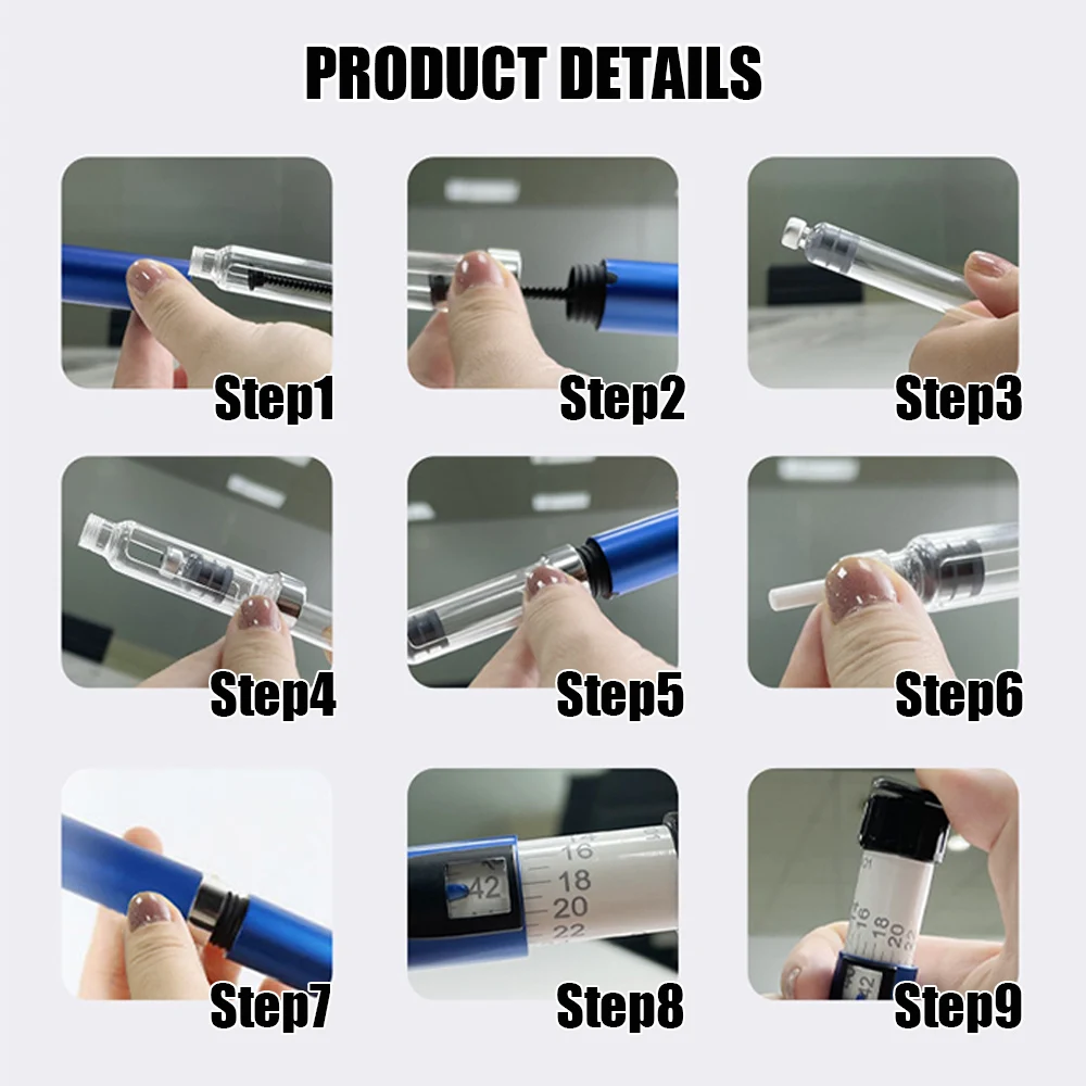 1-100Pcs Universal Precise Dosing Reusable Injection Pen Kit for Insulin 3ml Empty Cassette Bottle Cartridges Medical Aesthetics