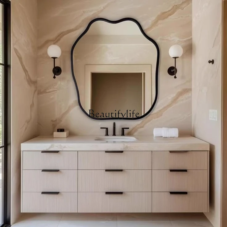 1**Bathroom mirror wall hanging irregular makeup special-shaped light luxury home art decorative mirror