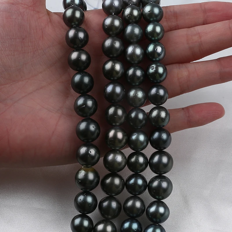 4A Grade 10-13mm Black Tahiti Seawater Pearls Bead Strand For Jewelry Making